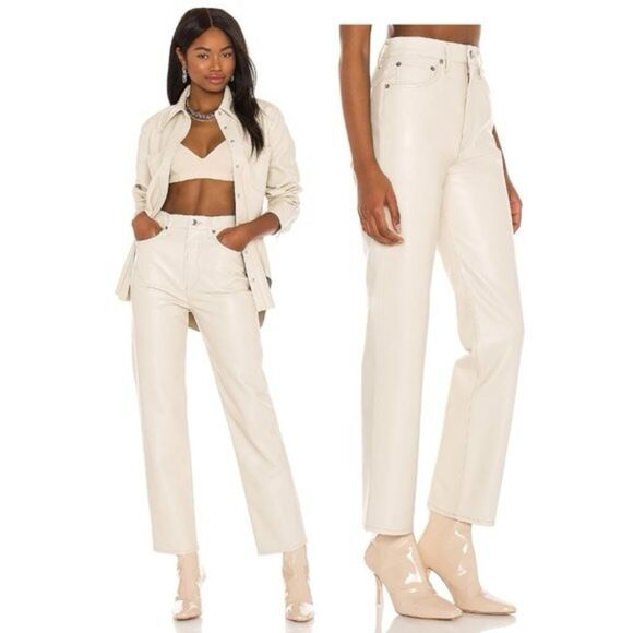 AGOLDE Recycled Leather 90's Pinch Waist in Toast Size 30 NWT - Picture 2 of 9